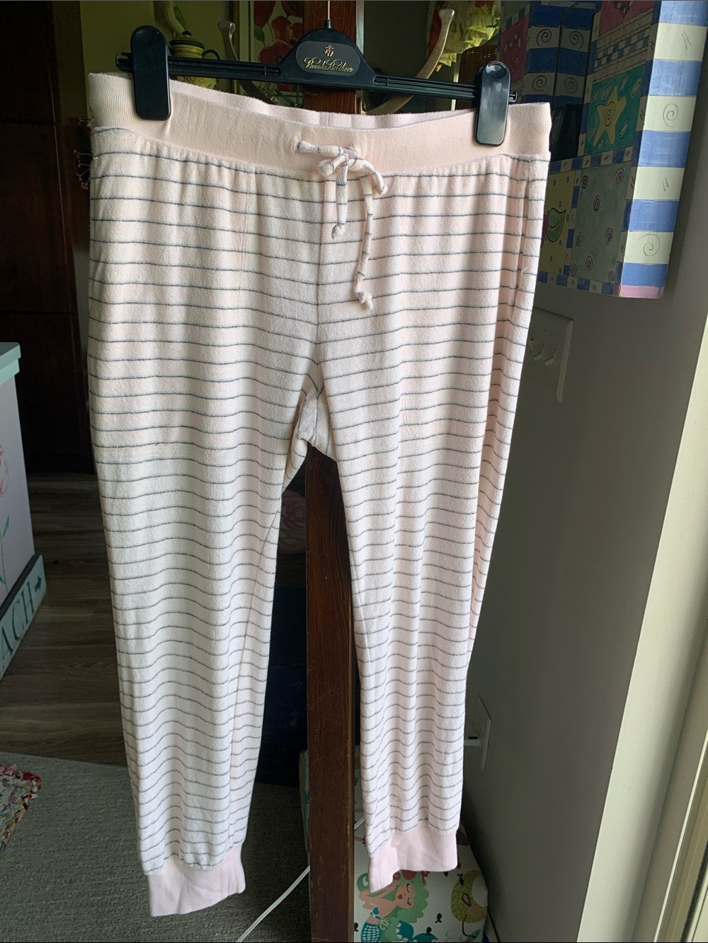 Anthropologie Cloth & Stone Pink Striped Terrycloth Lounge Pants Size M